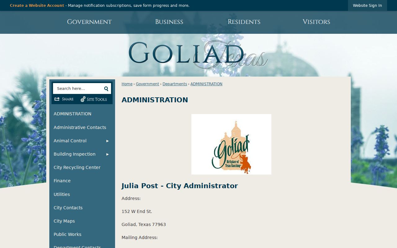 Goliad warrant records: City Administration request for public information